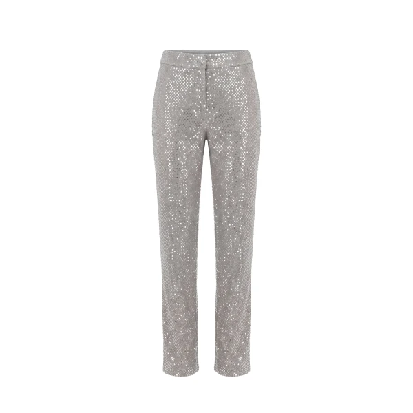 Saiid Kobeisy Sequin Straight Fit Pants in Silver