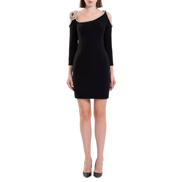 Saiid Kobeisy Short Dress with Crystal Embellishment in Jet Black