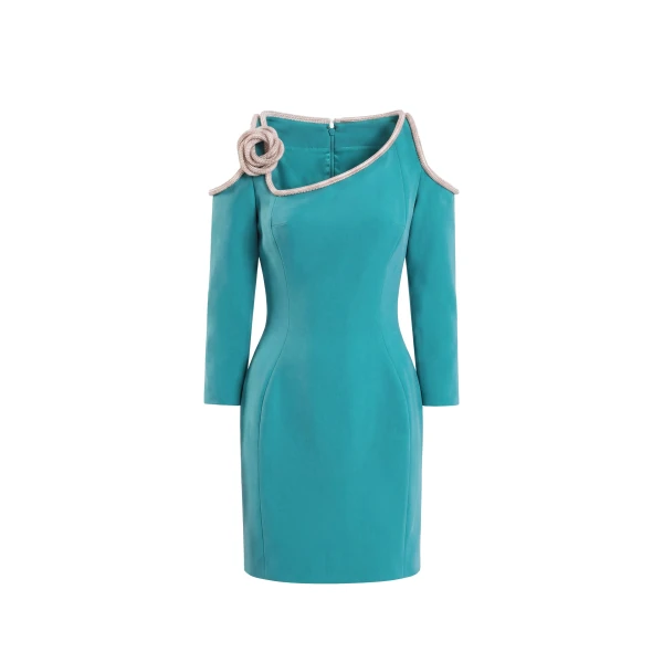Saiid Kobeisy Short Dress with Crystal Embellishment in North Sea