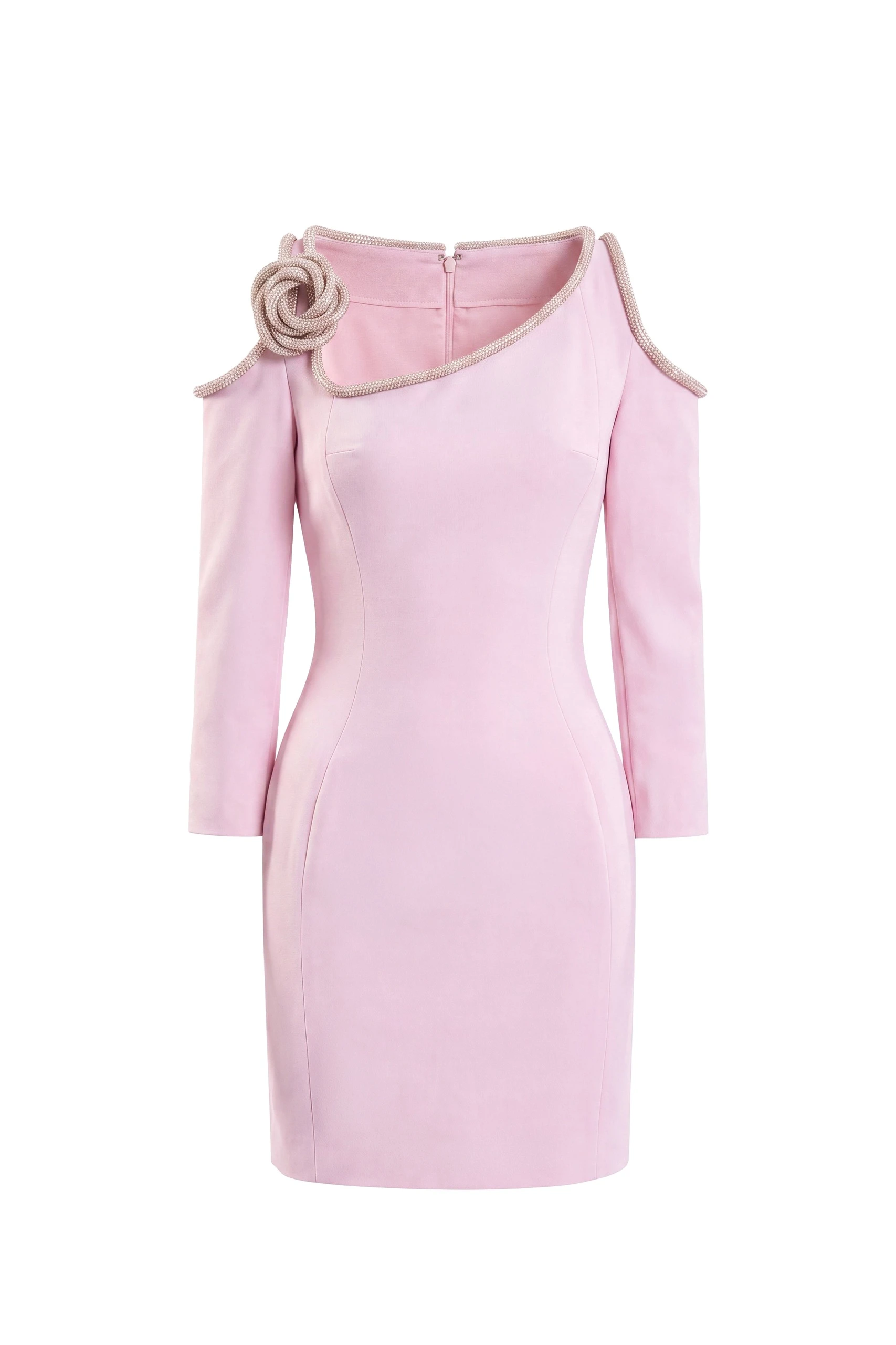 Saiid Kobeisy Short Dress with Crystal Embellishment in Salsa Rosa | Dresses | Luxury Shoes Saiid Kobeisy Short Dress with Crystal Embellishment in Salsa Rosa
