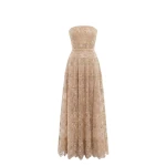 Saiid Kobeisy Strapless Beaded Tulle Dress in Light Gold