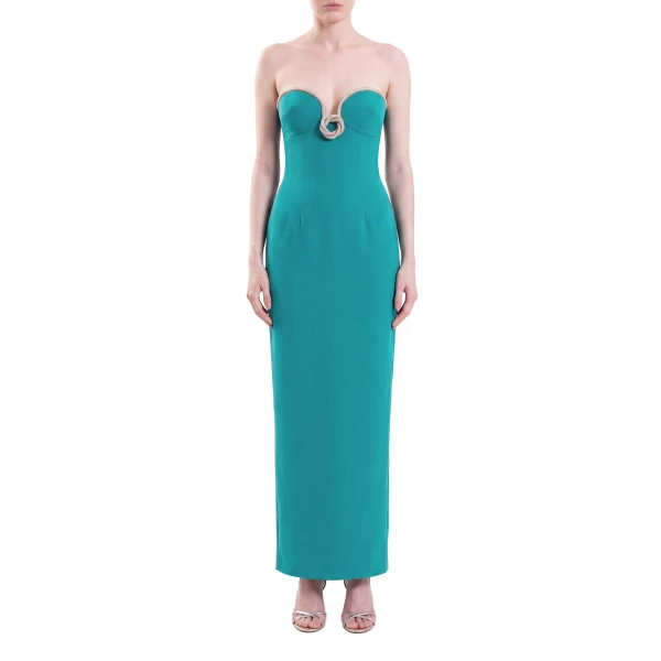 Strapless Dress with Crystal Embellishment in North Sea