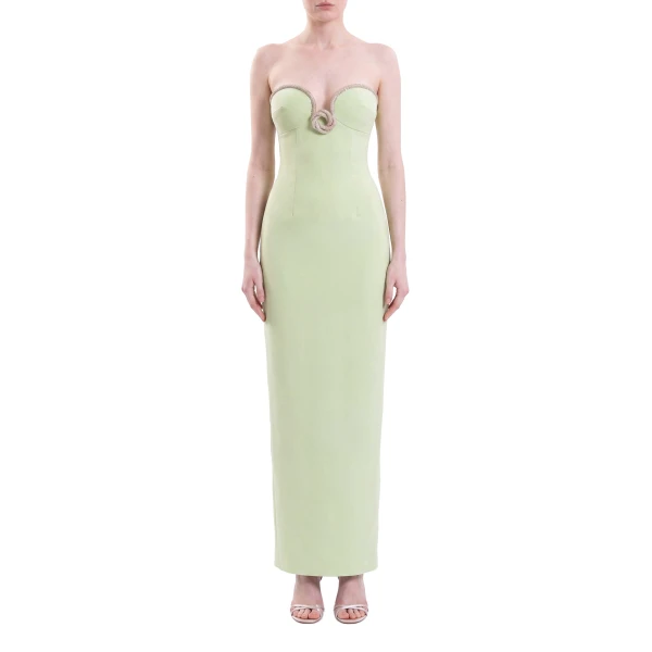 Saiid Kobeisy Strapless Dress with Crystal Embellishment in Reed, view 2