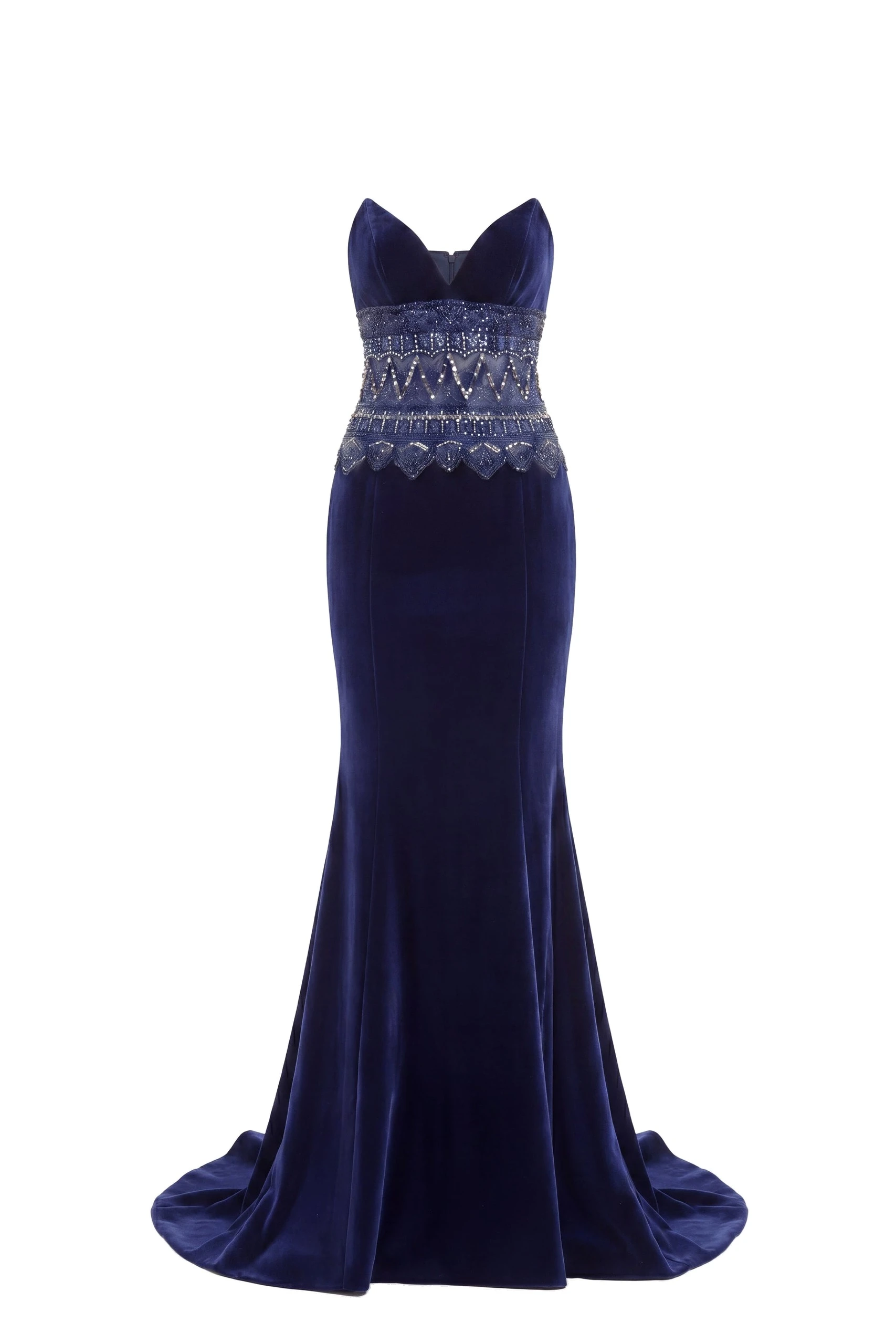 Saiid Kobeisy Strapless Dress with Embroidered Detailing in Marlin | Dresses | Luxury Shoes Saiid Kobeisy Strapless Dress with Embroidered Detailing in Marlin