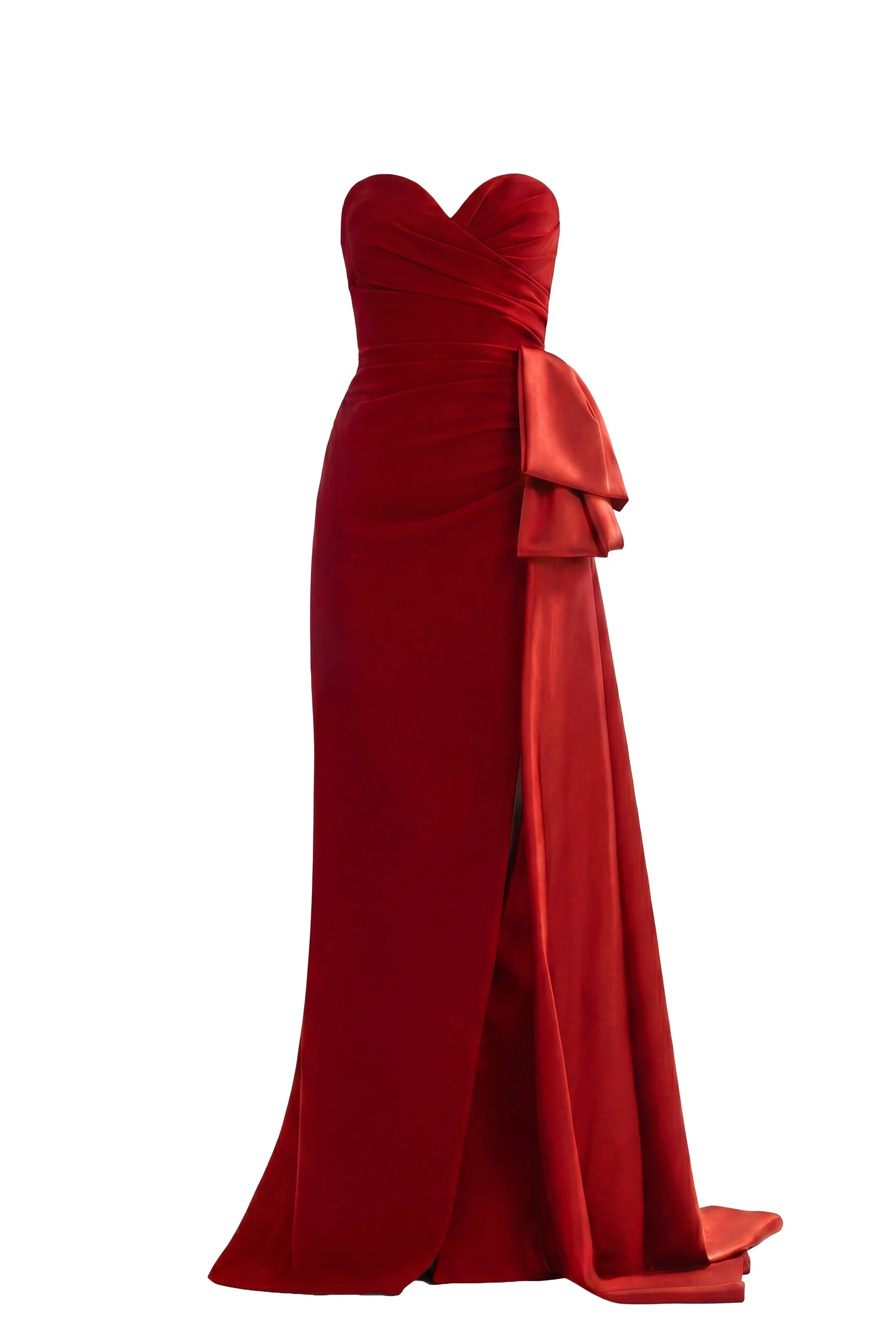 Saiid Kobeisy Strapless Long Dress in Space Cherry | Dresses | Luxury Shoes Saiid Kobeisy Strapless Long Dress in Space Cherry