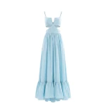 Saiid Kobeisy Taffeta Midi Dress in Aqua Sky