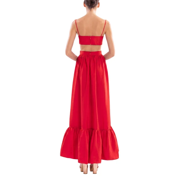 Saiid Kobeisy Taffeta Midi Dress in Space Cherry, view 3