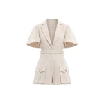 Saiid Kobeisy Tweed Short Jumpsuit in Ivory