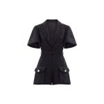 Saiid Kobeisy Tweed Short Jumpsuit in Jet Black