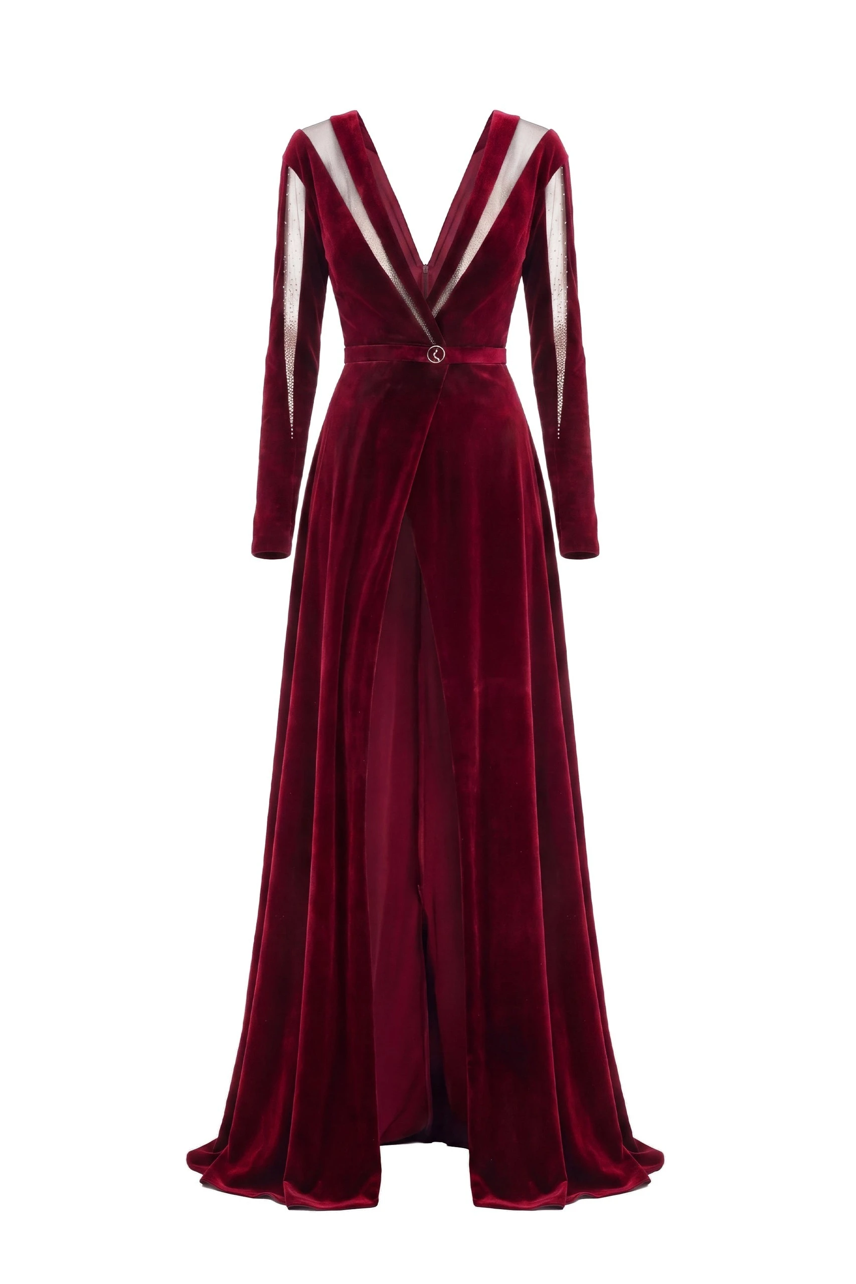 Saiid Kobeisy Velvet Long Dress in Burgundy Saiid Kobeisy Velvet Long Dress in Burgundy, Style 36