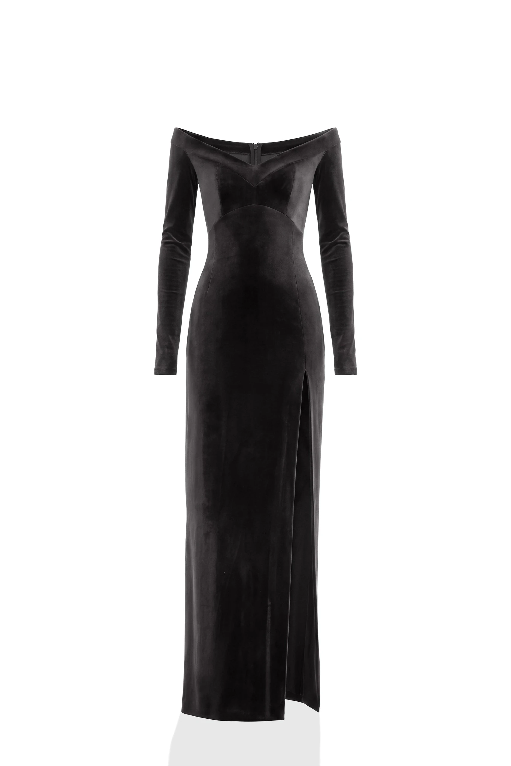 Saiid Kobeisy Velvet Long Fitted Dress in Jet Black | Dresses | Luxury Shoes Saiid Kobeisy Velvet Long Fitted Dress in Jet Black