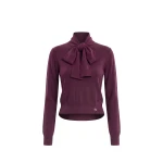 Saiid Kobeisy Wool Bow Blouse in Italian Plum