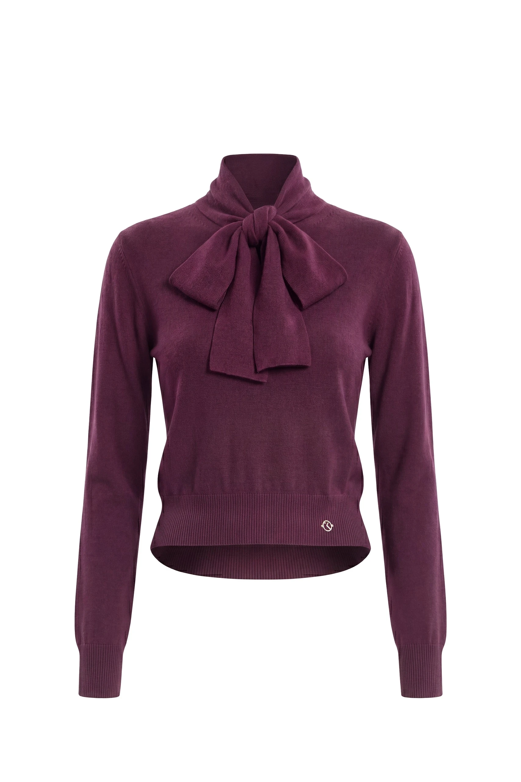 Saiid Kobeisy Wool Bow Blouse in Italian Plum | Tops | Luxury Shoes Saiid Kobeisy Wool Bow Blouse in Italian Plum