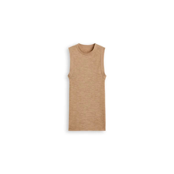 Babywool Crew Neck Singlet in Camel Melange