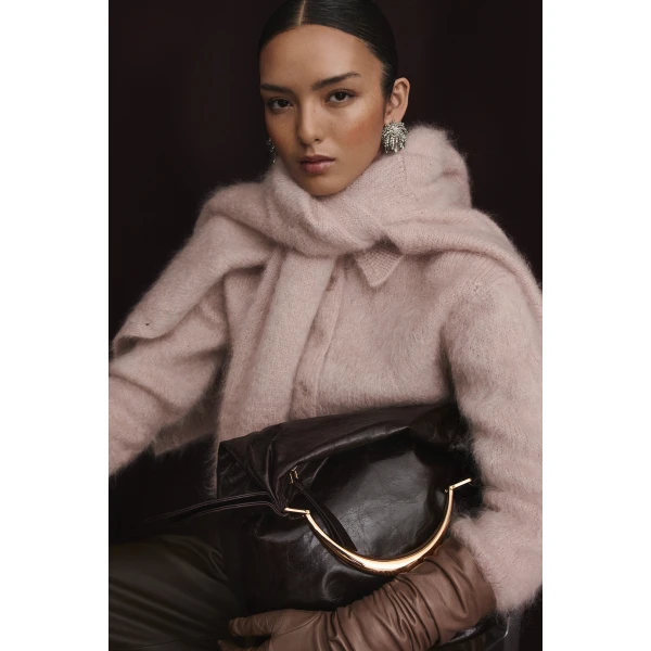 Brushed Mohair Shirt Cardigan