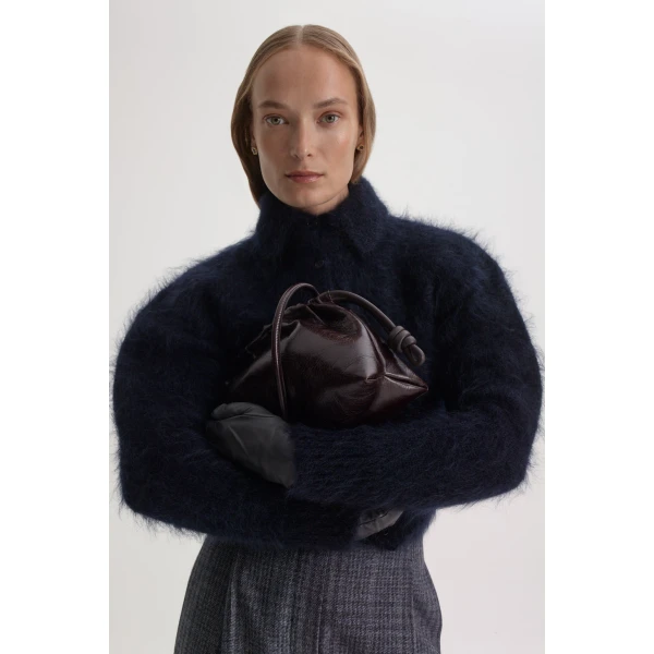 Brushed Mohair Shirt Cardigan