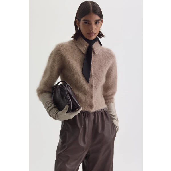 Brushed Mohair Shirt Cardigan