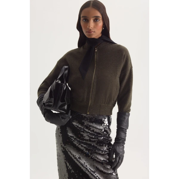 Cashmere Wool Crew Bomber