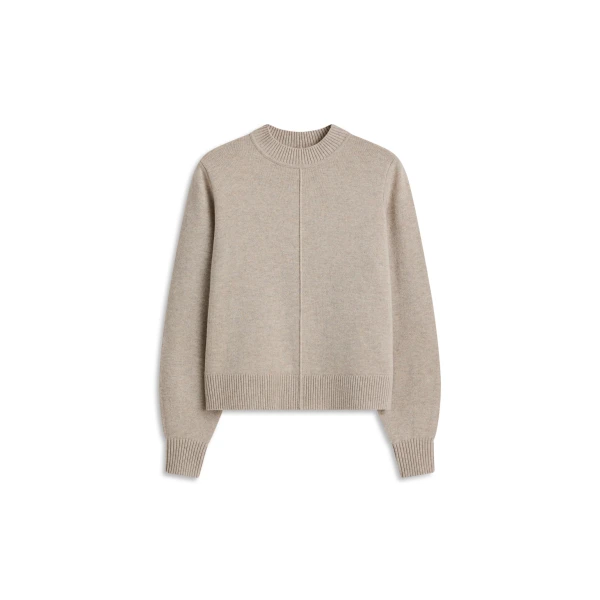 Cashmere Wool Crew Sweater in Sable
