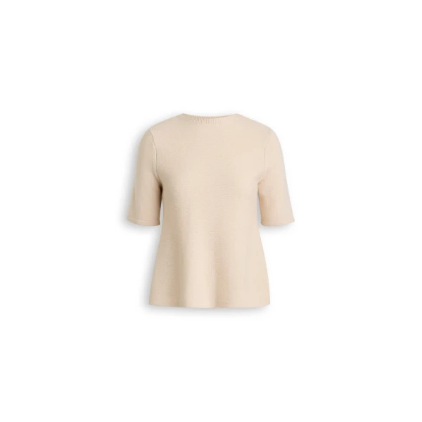 Cashmere Wool Peplum Sweater in Light Oat