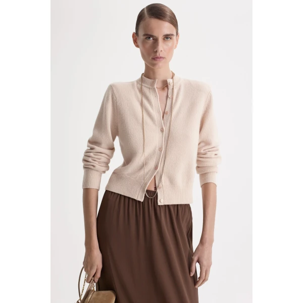 Cashmere Wool Shoulder Pad Cardigan