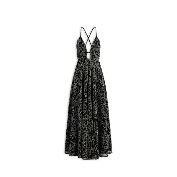 Cornelli Gathered Gown in Black Stone