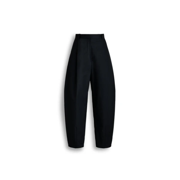 Cotton Sateen Pleat Trouser in Black