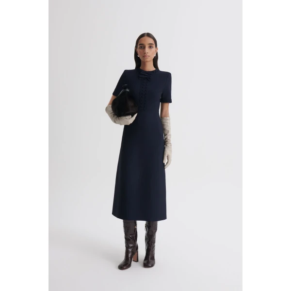 Crepe Knit Bow Dress