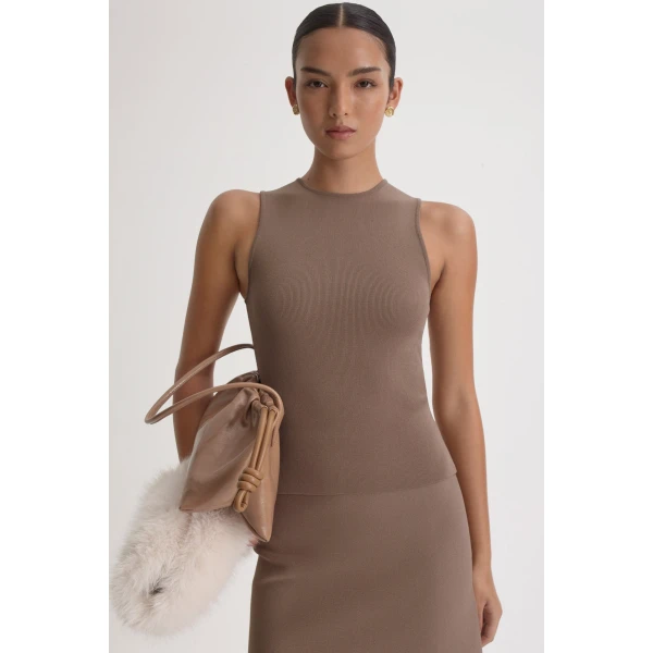 Crepe Knit Crew Neck Singlet