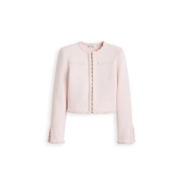Crepe Knit Crochet Crop Jacket