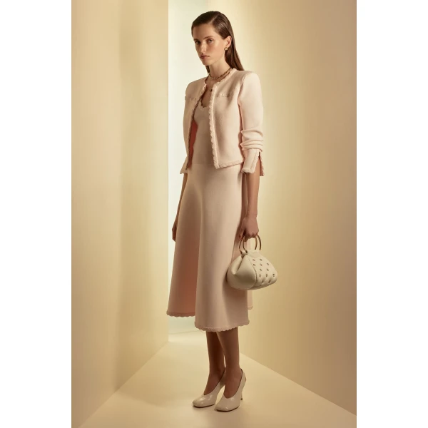 Crepe Knit Crochet Hem Skirt