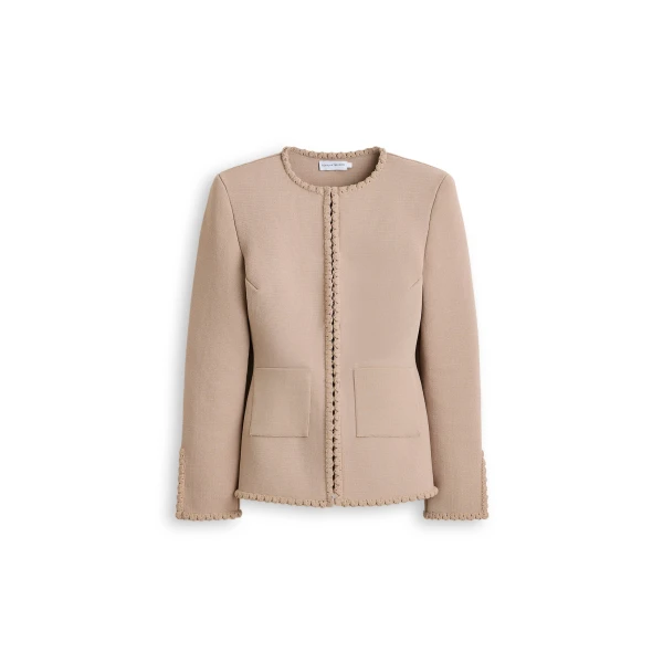 Crepe Knit Crochet Jacket in Oat