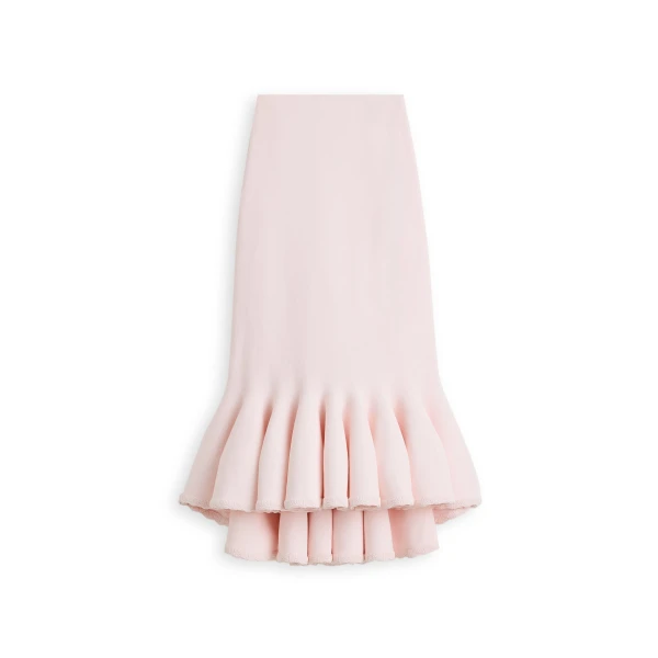 Crepe Knit Crochet Ruffle Skirt in Angel