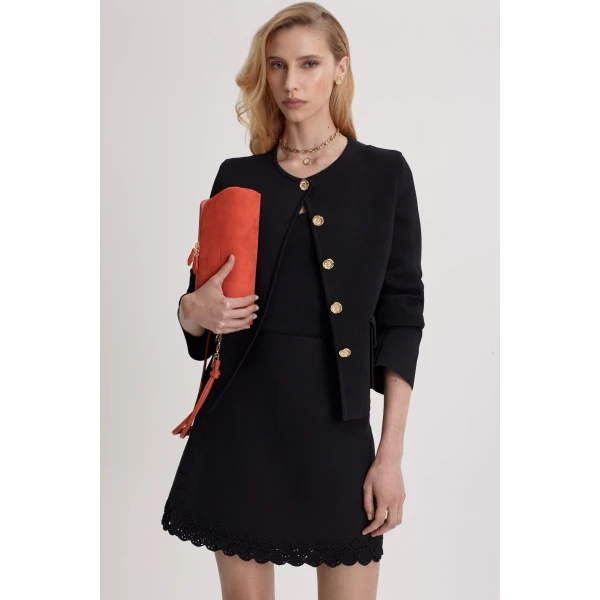 Crepe Knit Poppy Crochet Skirt