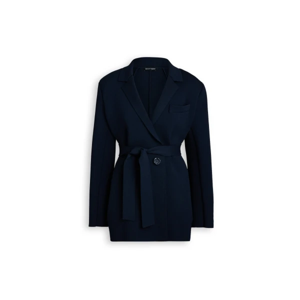 Crepe Knit Relaxed Jacket in Navy