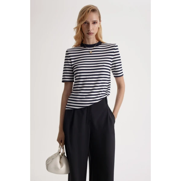 Crepe Knit Stripe T-Shirt