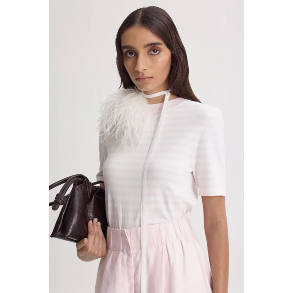 Crepe Knit Stripe T-Shirt
