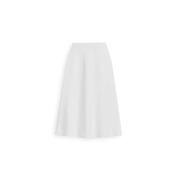 Crepe Knit Tweed Soft Skirt in Cream