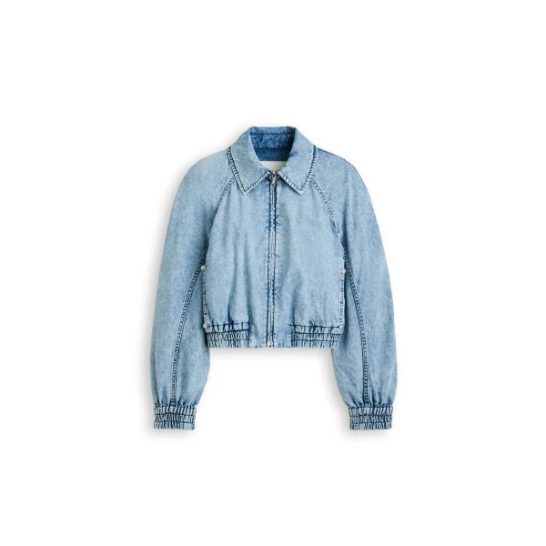 Denim Bomber in Snow Wash