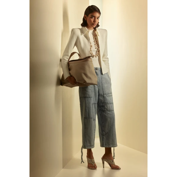 Denim Cropped Cargo Jean