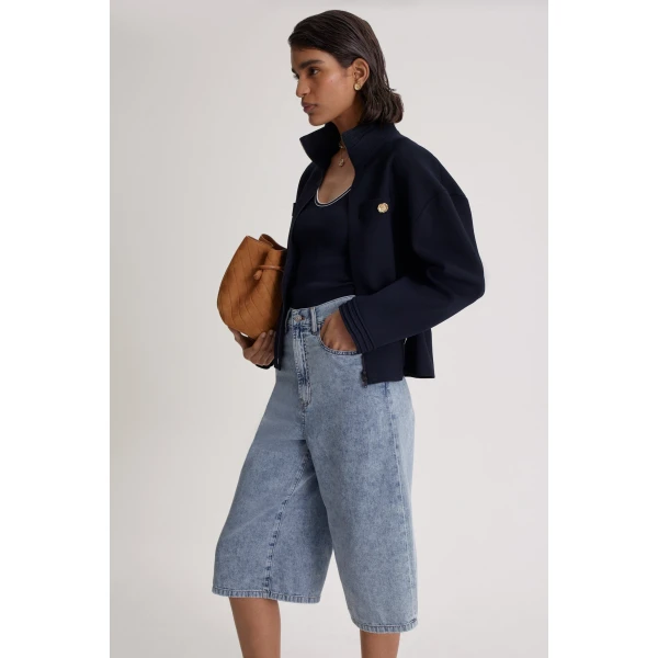 Denim Drape Leg Short