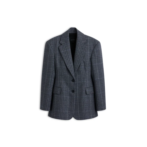 Italian Plaid Jacket in Navy