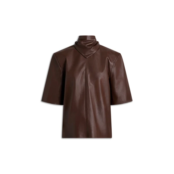 Leather Cravat Top in Spice