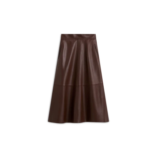 Leather Long Skirt in Spice