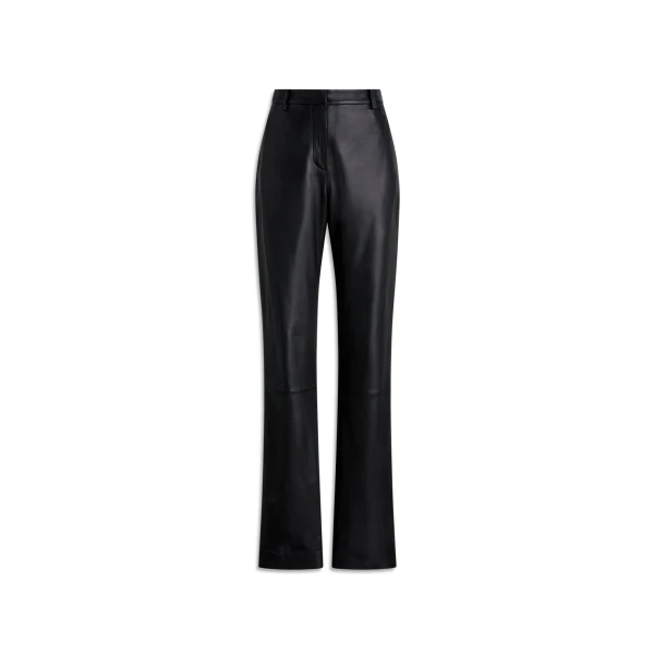 Leather Slim Leg Trouser in Noir