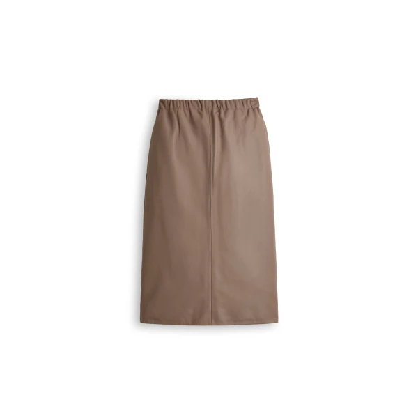 Leather Soft Waist Pencil Skirt in Camel