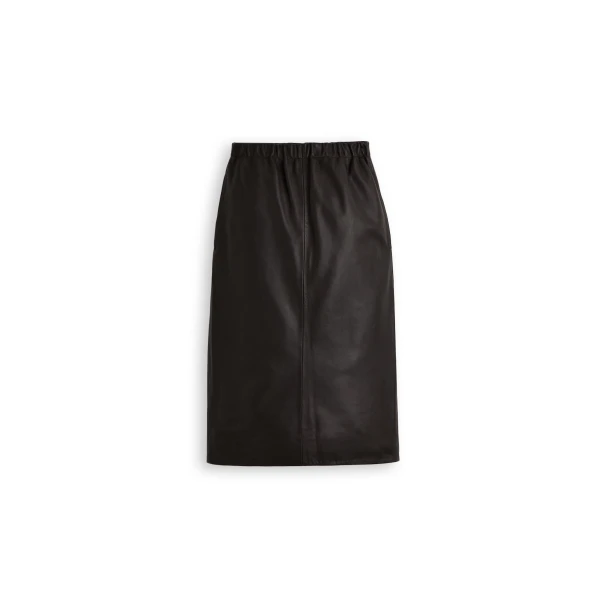 Leather Soft Waist Pencil Skirt in Dark Chocolate