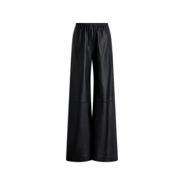 Leather Soft Waist Trouser in Noir