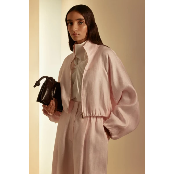 Linen Soft Waist Bomber