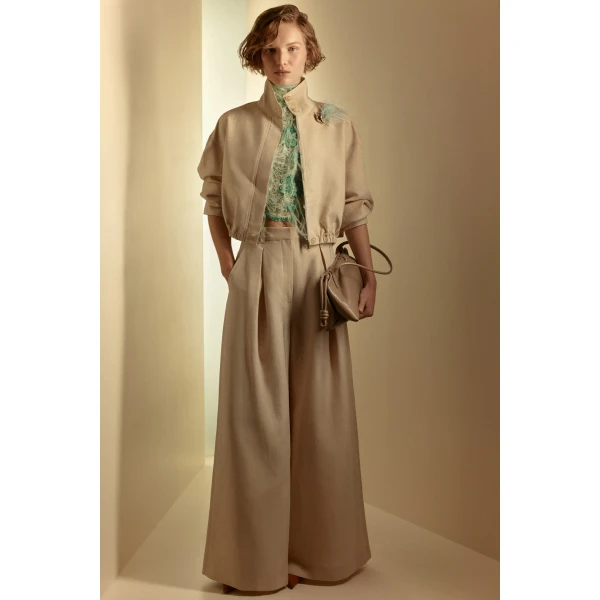 Linen Textured Pleat Trouser